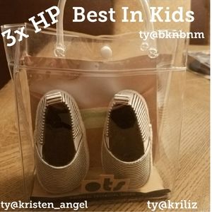 Baby Loafers Canvas Blue White with tote bag